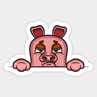 Pig Cartoon With Bored Face Expression Sticker